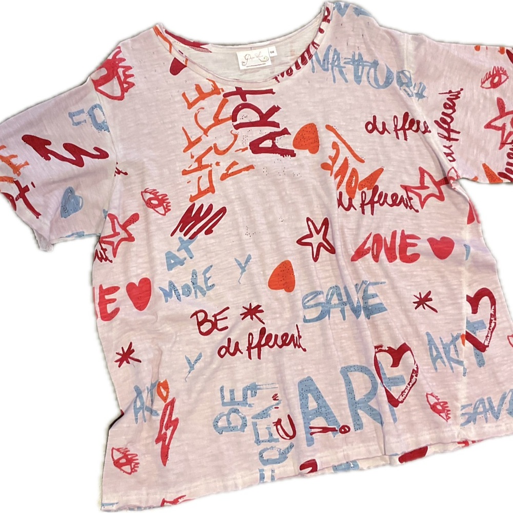 Graphic soft lilac slub tee